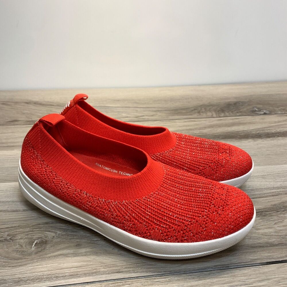 FitFlop Uberknit Women’s Red Knit Slip On‎ Comfort Shoes 083-002 Size 7